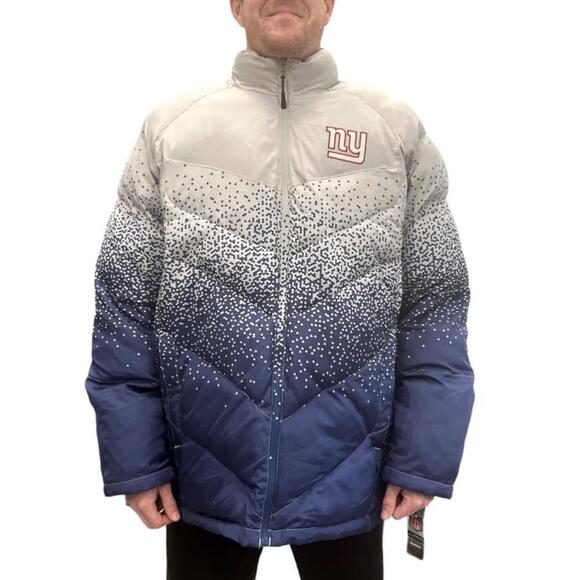 Reebok Other - NWTs NY Giants Reebok NFL OnField Grey With Blue Dots Pattern Puffer Jacket